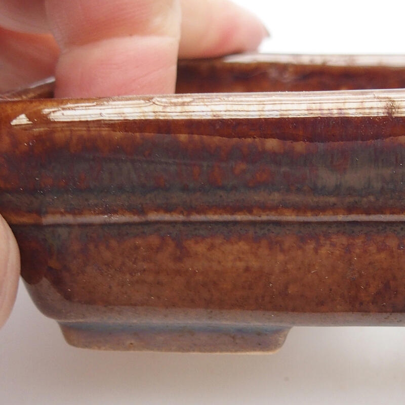Bonsaischaal van keramiek 10 x 7 x 3 cm, bruin