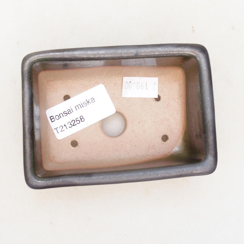 Bonsaischaal van keramiek 10 x 7 x 4 cm, metaalkleur