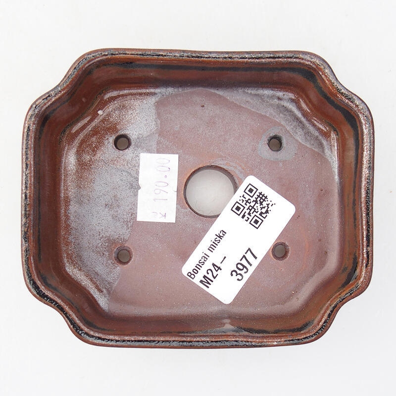 Bonsaischaal van keramiek 10 x 8,5 x 2,5 cm, bruin