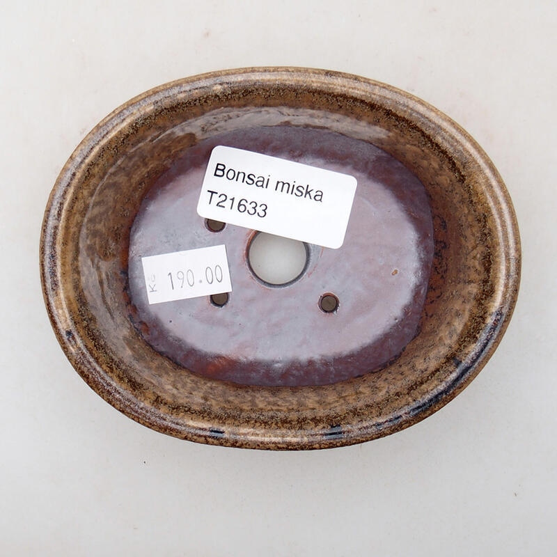 Bonsaischaal van keramiek 10 x 8,5 x 4 cm, bruin