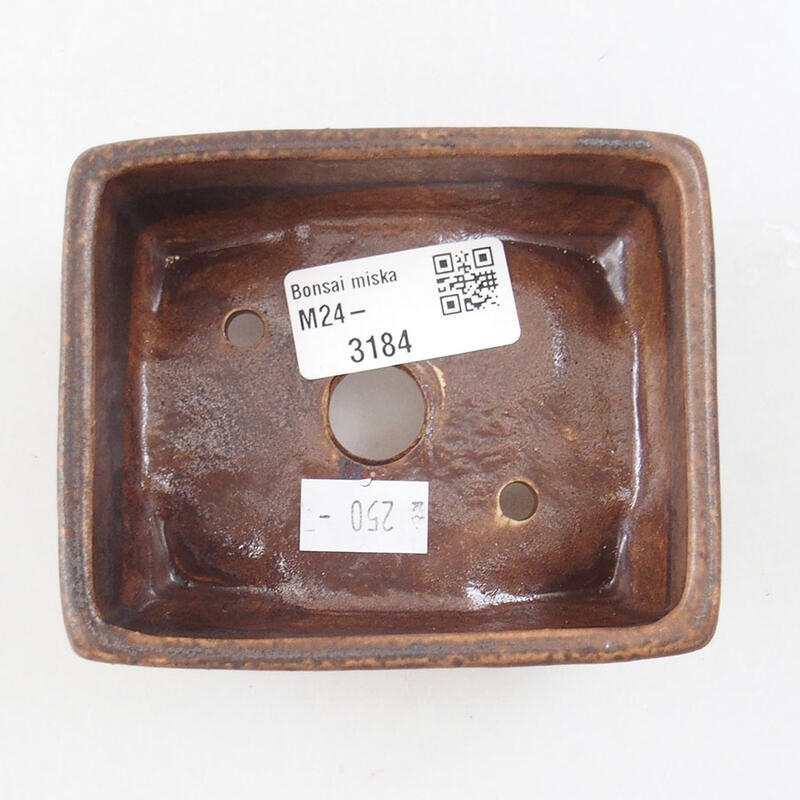 Bonsaischaal van keramiek 10 x 8,5 x 4 cm, bruin