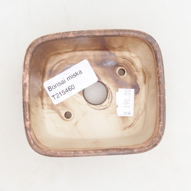 Bonsaischaal van keramiek 10 x 8,5 x 4 cm, bruin