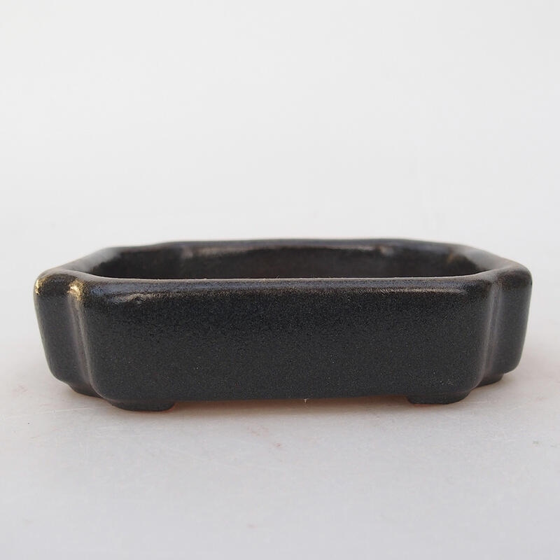 Bonsaischaal van keramiek 10 x 8 x 2 cm, zwart