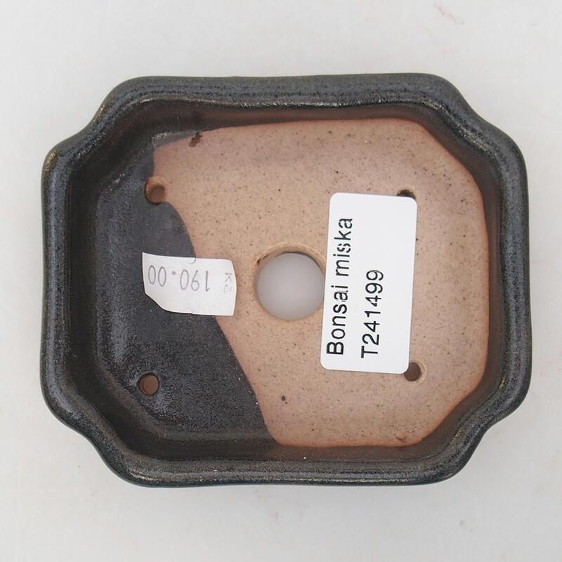 Bonsaischaal van keramiek 10 x 8 x 2 cm, zwart