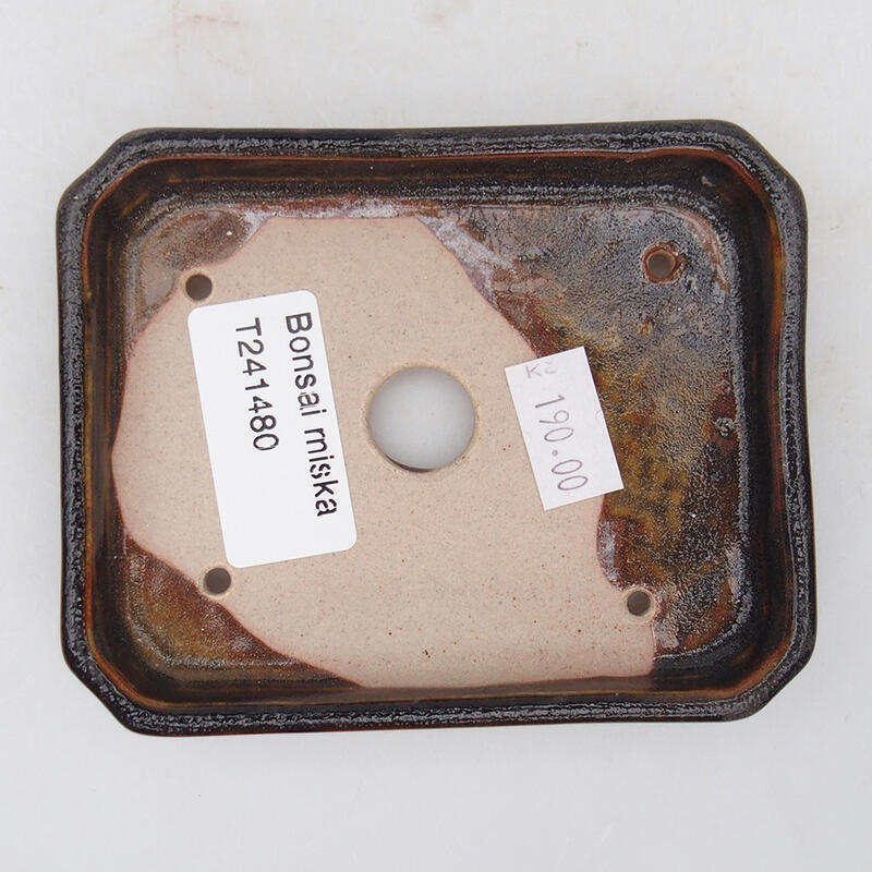 Bonsaischaal van keramiek 10 x 8 x 2 cm, zwartbruin