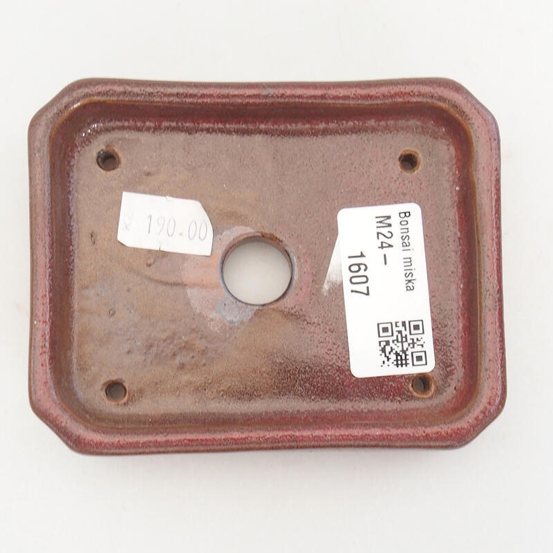 Bonsaischaal van keramiek 10 x 8 x 2 cm, bordeauxrood