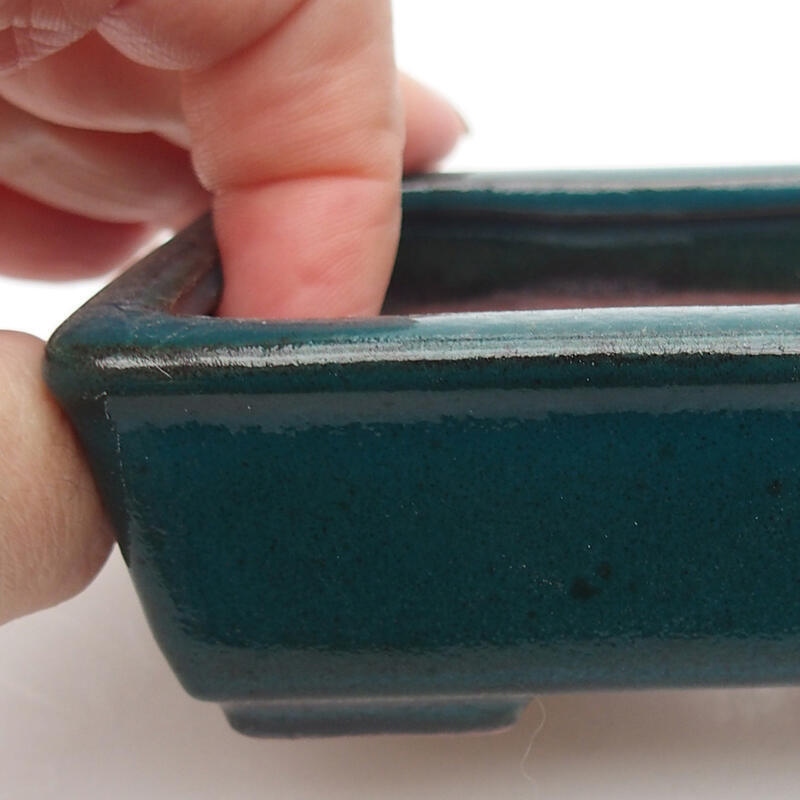 Bonsaischaal van keramiek 10 x 8 x 3 cm, groen