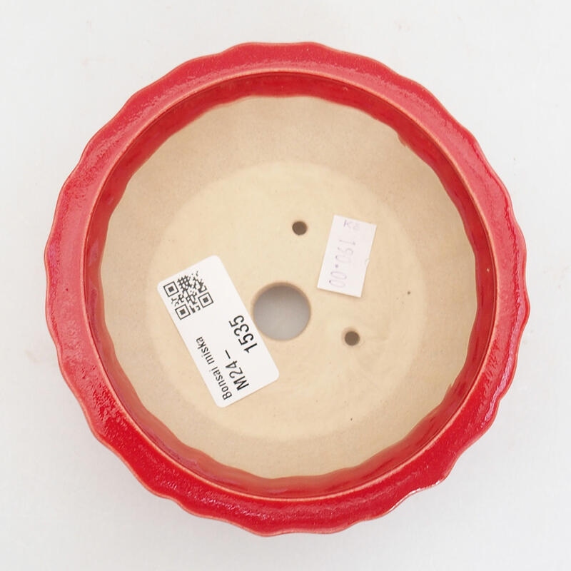 Bonsaischaal van keramiek 11,5 x 11,5 x 5 cm, kleur rood