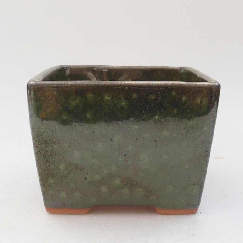 Bonsaischaal van keramiek 11,5 x 11,5 x 9 cm, groen