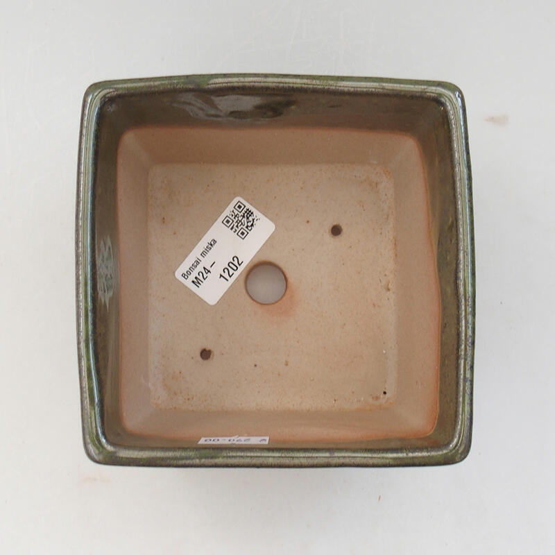 Bonsaischaal van keramiek 11,5 x 11,5 x 9 cm, groen