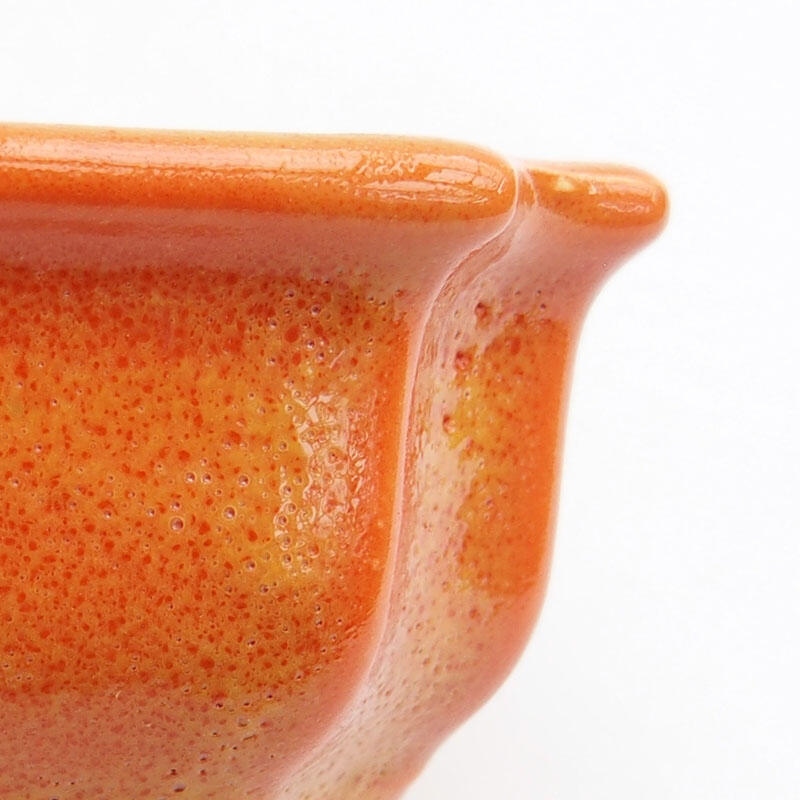 Bonsaischaal van keramiek 11,5 x 8,5 x 4 cm, geel-oranje