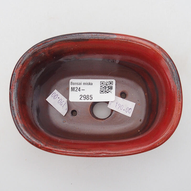Bonsaischaal van keramiek 11,5 x 8 x 5 cm, kleur rood