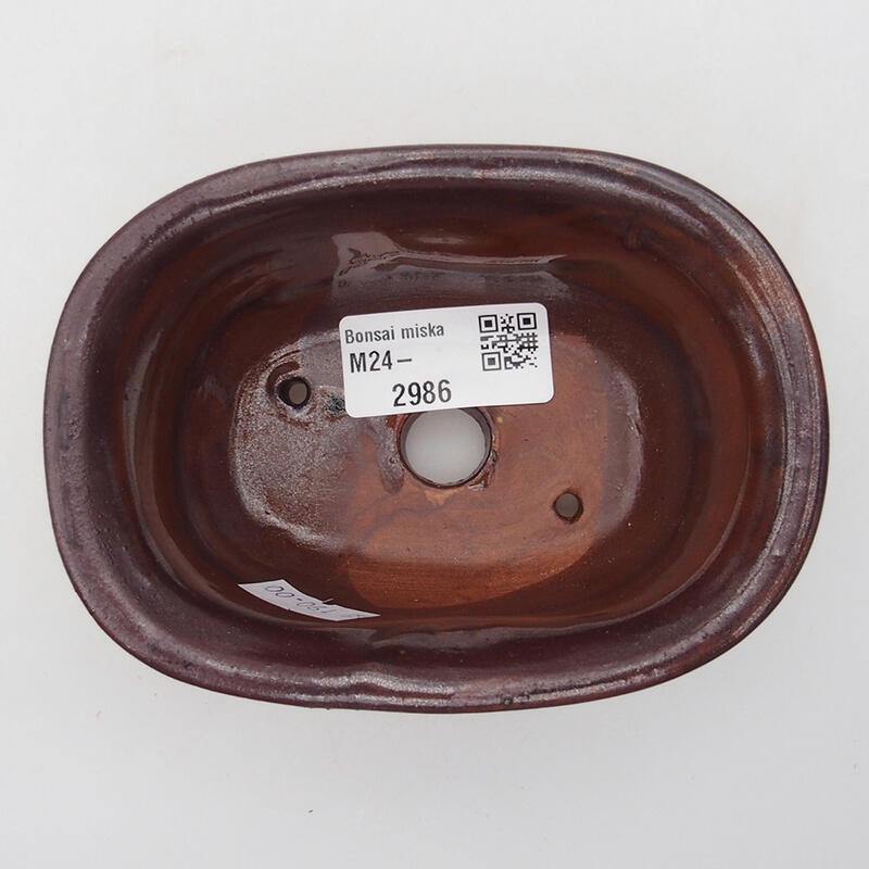Bonsaischaal van keramiek 11,5 x 8 x 5 cm, kleur bruin-zwart