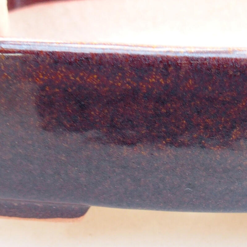 Bonsaischaal van keramiek 11,5 x 9,5 x 3,5 cm, bruin