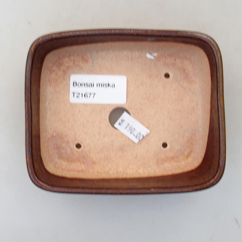 Bonsaischaal van keramiek 11,5 x 9,5 x 3,5 cm, bruin