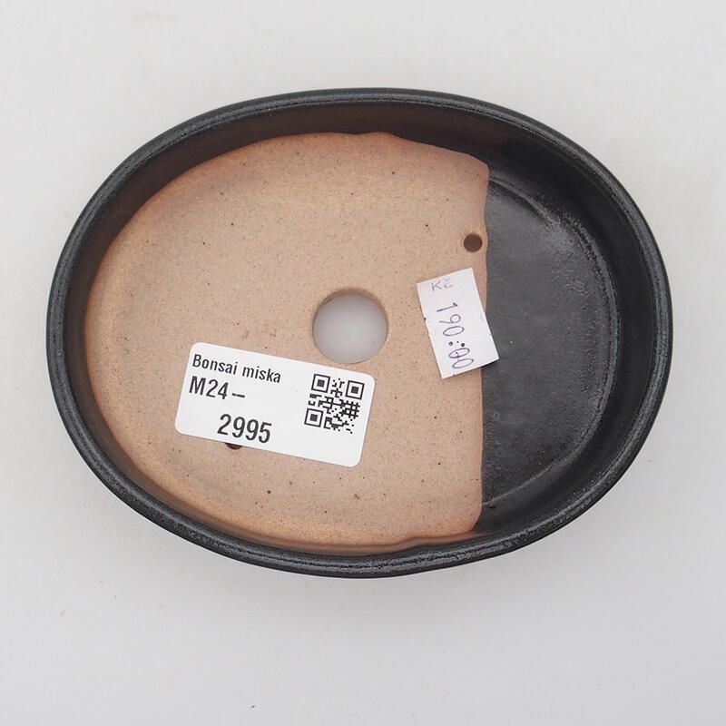 Bonsaischaal van keramiek 11,5 x 9 x 2 cm, kleur zwart