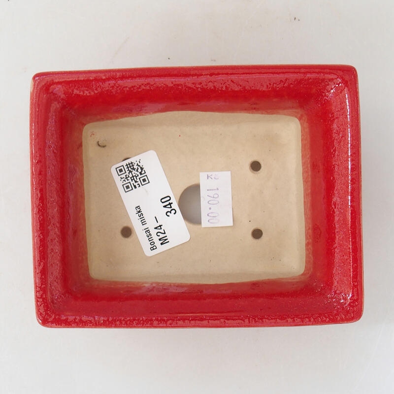 Bonsaischaal van keramiek 11,5 x 9 x 4,5 cm, kleur rood