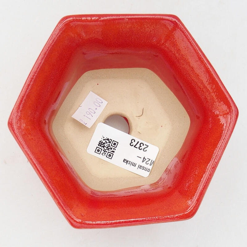 Bonsaischaal van keramiek 11 x 10 x 5,5 cm, kleur rood