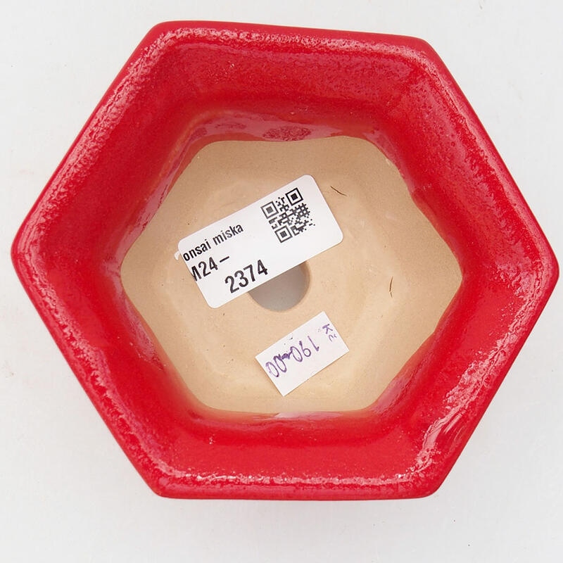 Bonsaischaal van keramiek 11 x 10 x 5,5 cm, kleur rood