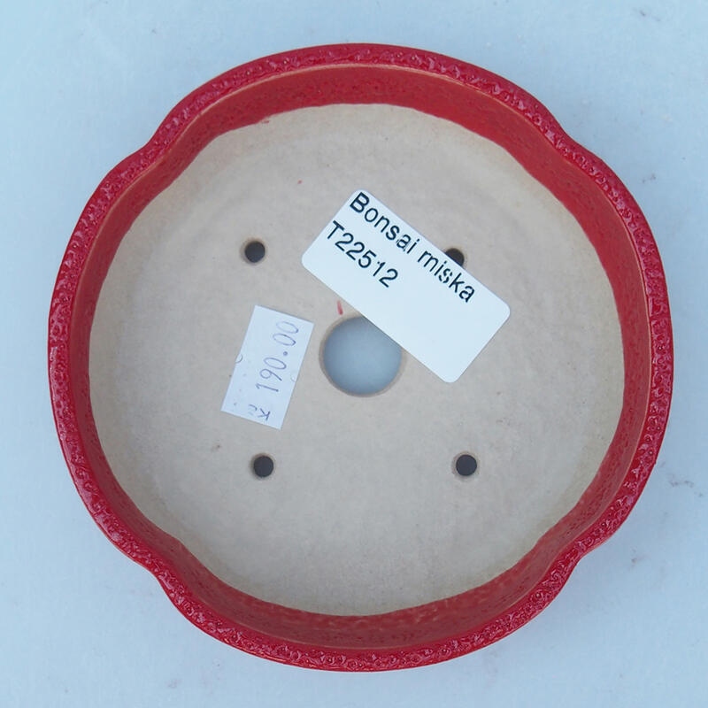Bonsaischaal van keramiek 11 x 11 x 2,5 cm, kleur rood