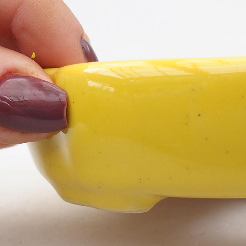 Bonsaischaal van keramiek 11 x 11 x 3 cm, geel