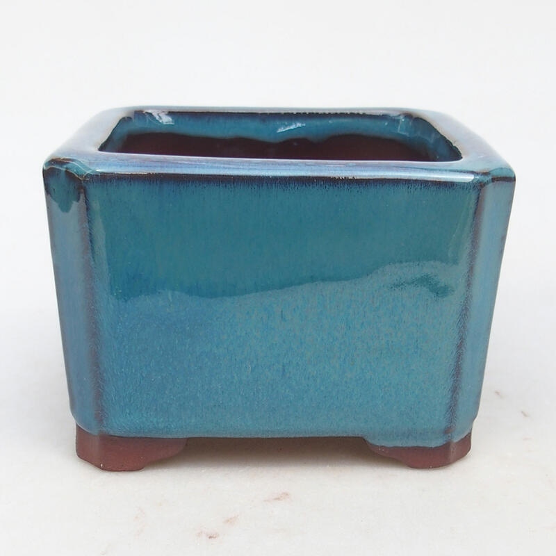 Bonsaischaal van keramiek 11 x 11 x 7,5 cm, kleur blauw