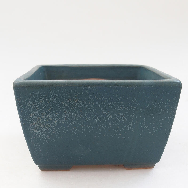 Bonsaischaal van keramiek 11 x 11 x 7 cm, kleur blauw
