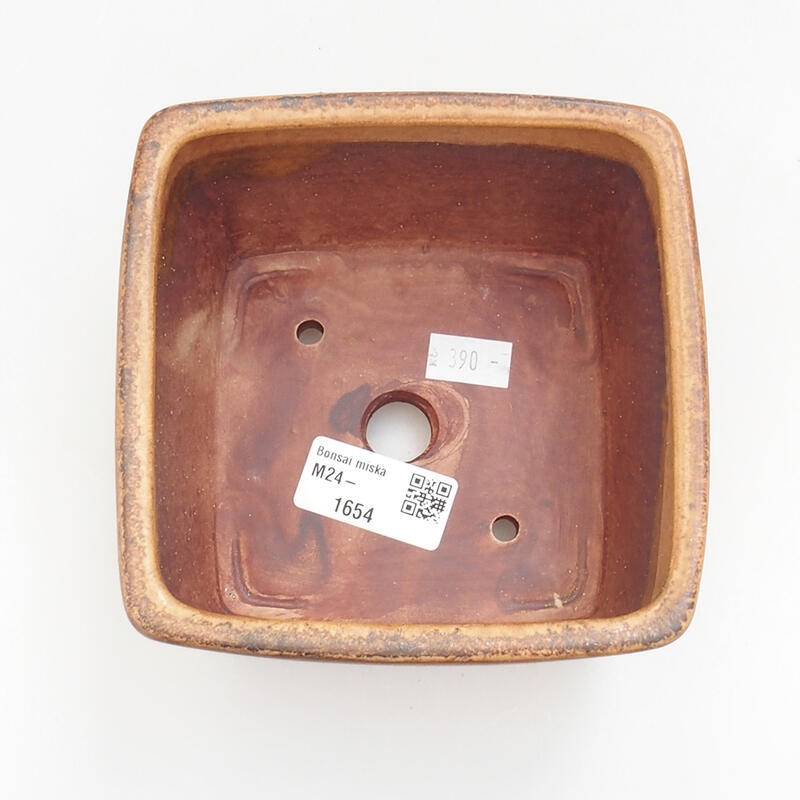 Bonsaischaal van keramiek 11 x 11 x 8 cm, oranje
