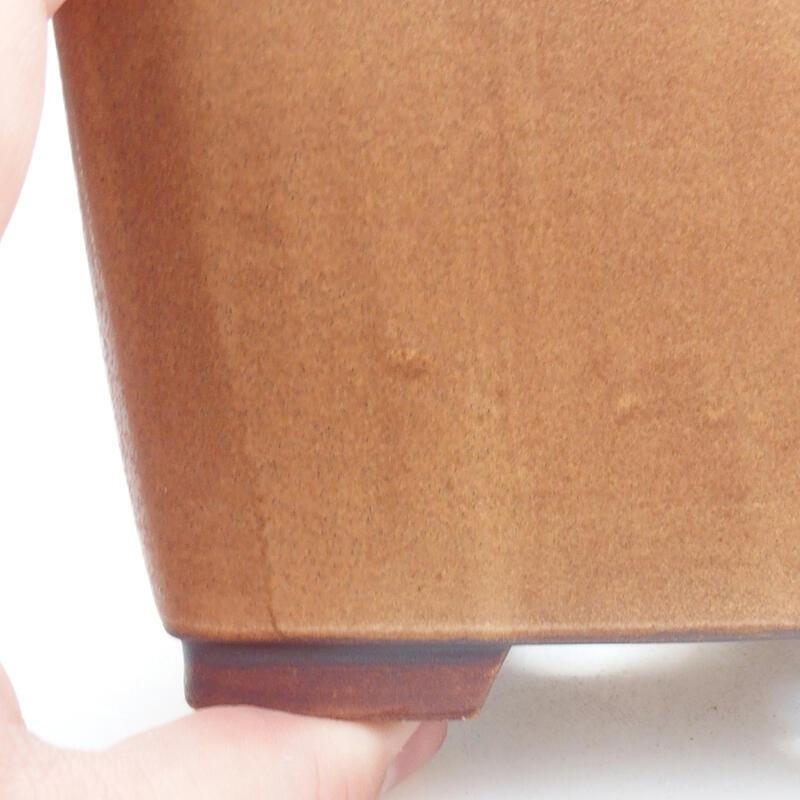 Bonsaischaal van keramiek 11 x 11 x 8 cm, oranje