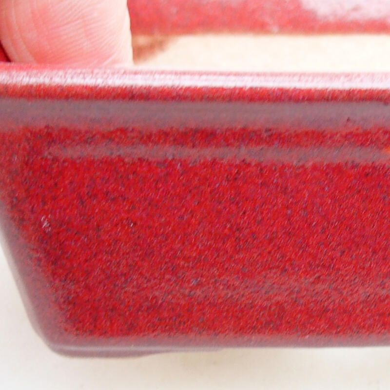Bonsaischaal van keramiek 11 x 7,5 x 4 cm, kleur bordeauxrood