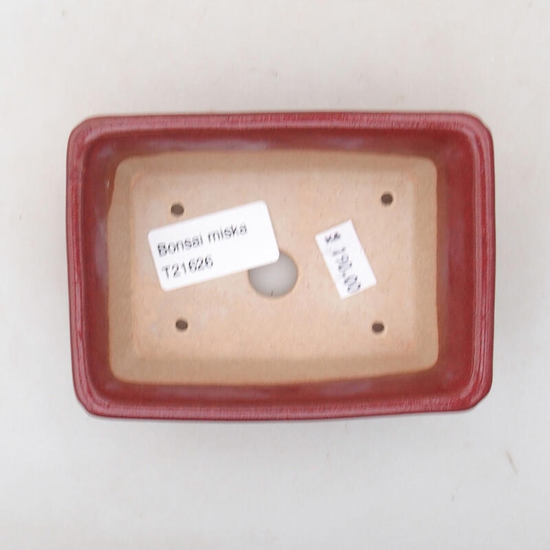 Bonsaischaal van keramiek 11 x 7,5 x 4 cm, kleur bordeauxrood