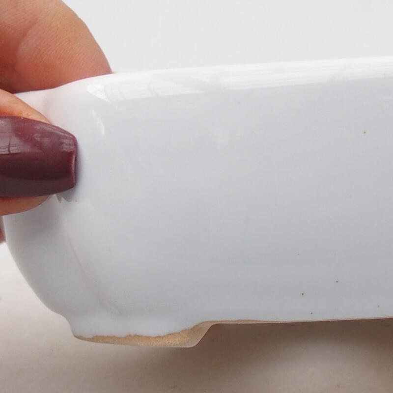 Bonsaischaal van keramiek 11 x 8,5 x 3,5 cm, wit