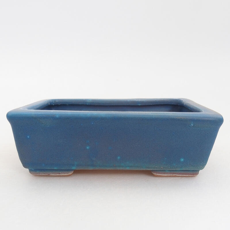 Bonsaischaal van keramiek 11 x 8,5 x 3,5 cm, kleur blauw