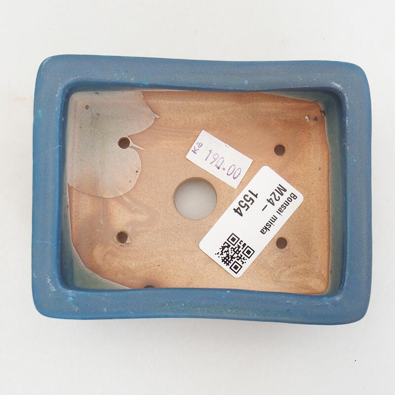 Bonsaischaal van keramiek 11 x 8,5 x 3,5 cm, kleur blauw