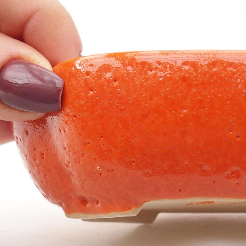 Bonsaischaal van keramiek 11 x 8,5 x 3,5 cm, oranje