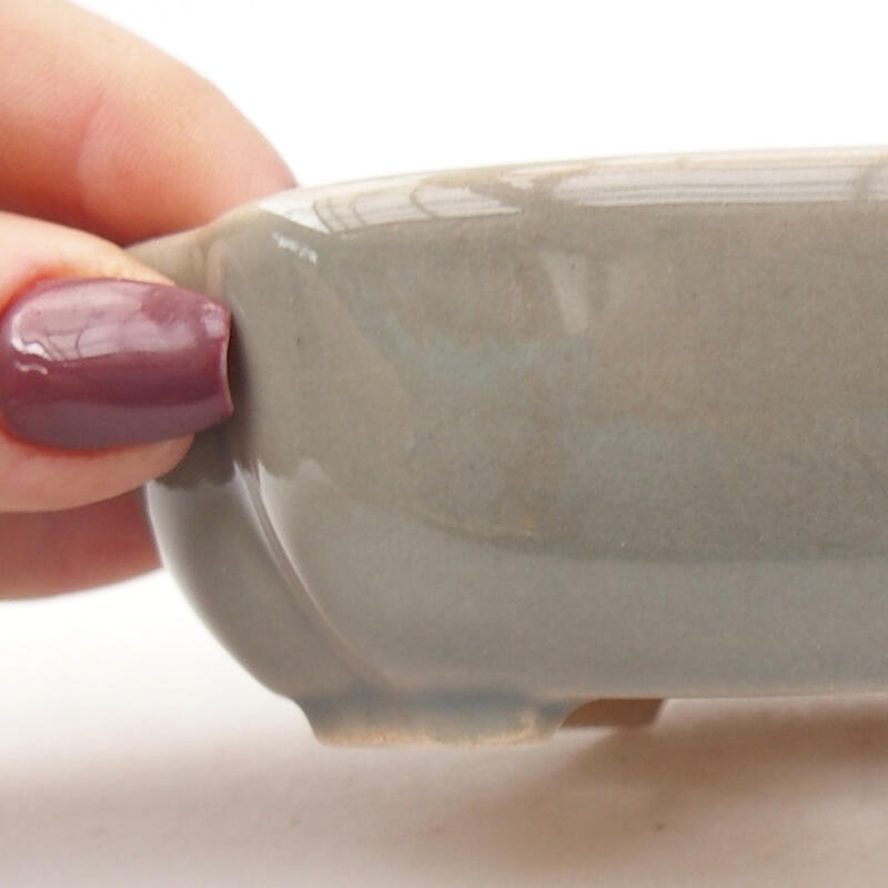 Bonsaischaal van keramiek 11 x 8,5 x 3,5 cm, grijs