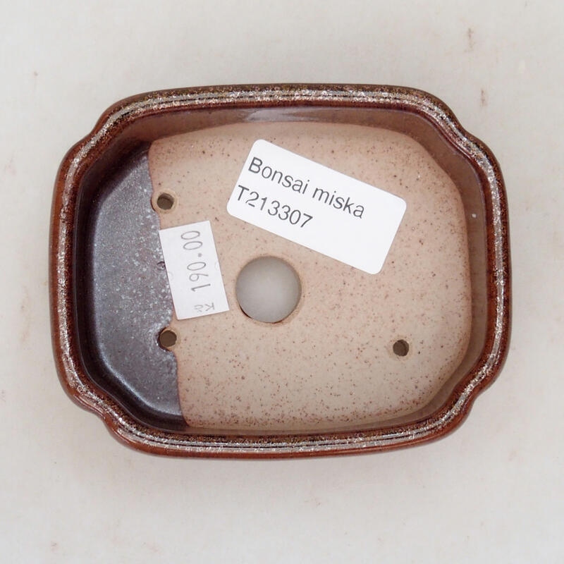 Bonsaischaal van keramiek 11 x 8,5 x 4 cm, bruin