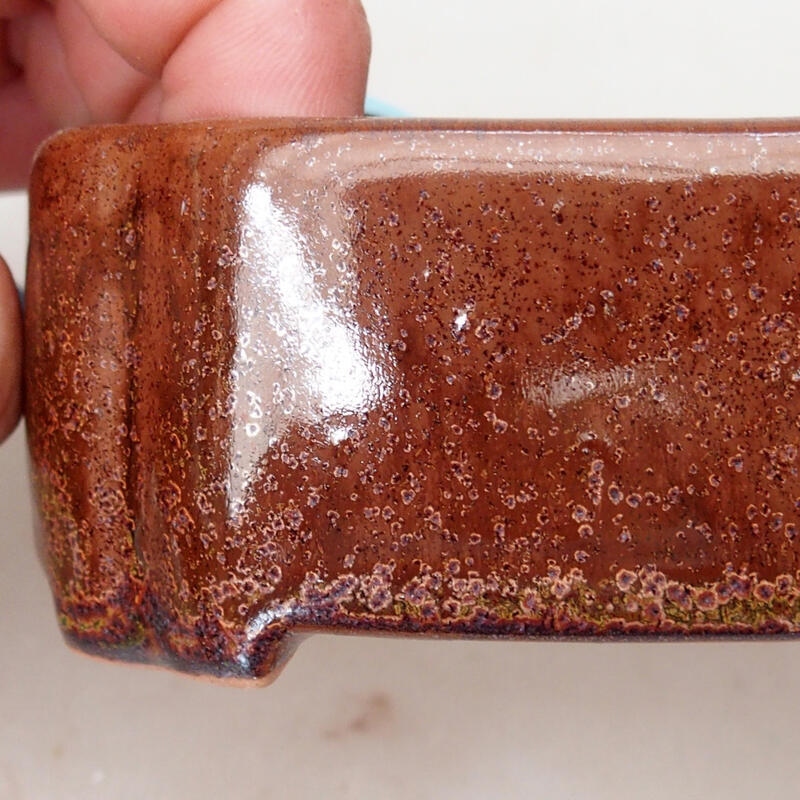 Bonsaischaal van keramiek 11 x 8,5 x 4 cm, bruin