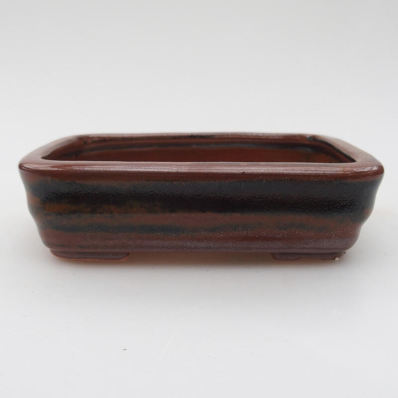 Bonsaischaal van keramiek 11 x 8 x 3 cm, kleur bruin-zwart