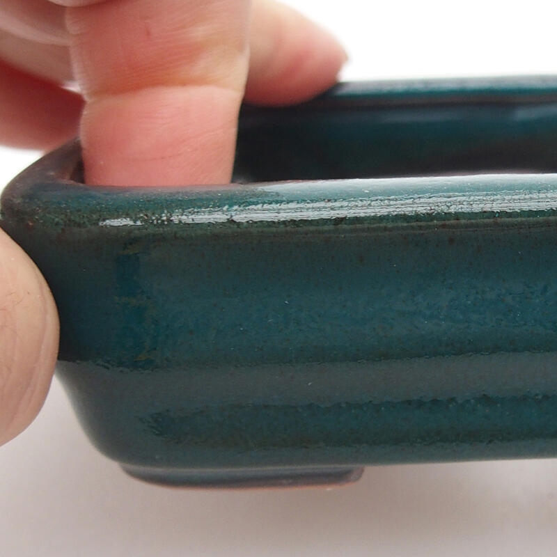 Bonsaischaal van keramiek 11 x 8 x 3 cm, groen