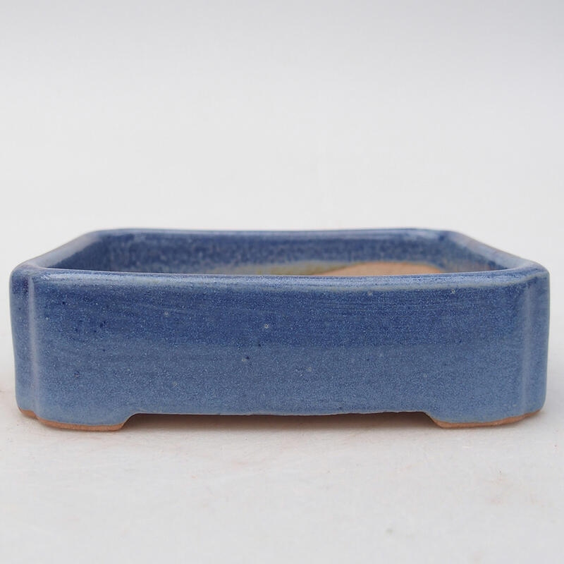 Bonsaischaal van keramiek 11 x 9,5 x 3 cm, kleur blauw