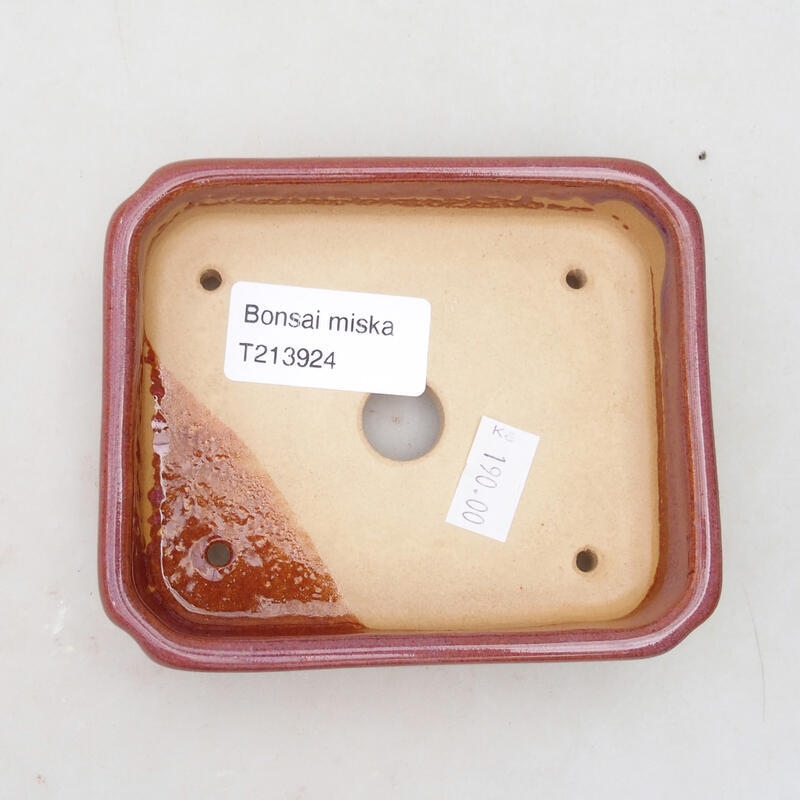 Bonsaischaal van keramiek 11 x 9 x 3 cm, roze
