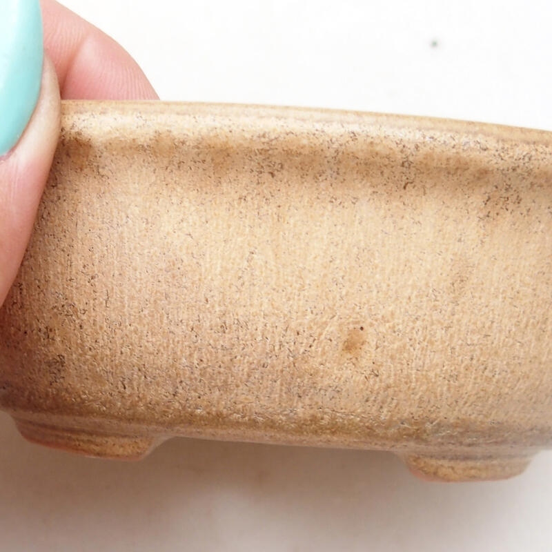 Bonsaischaal van keramiek 11 x 9 x 4 cm, kleur beige