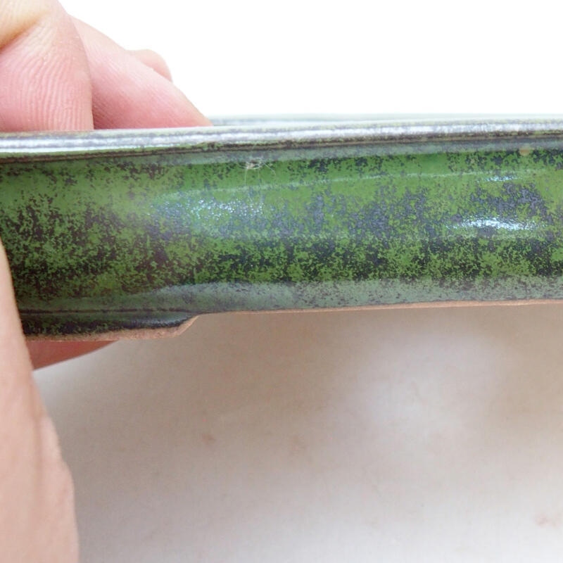 Bonsaischaal van keramiek 12,5 x 10,5 x 2,5 cm, groen