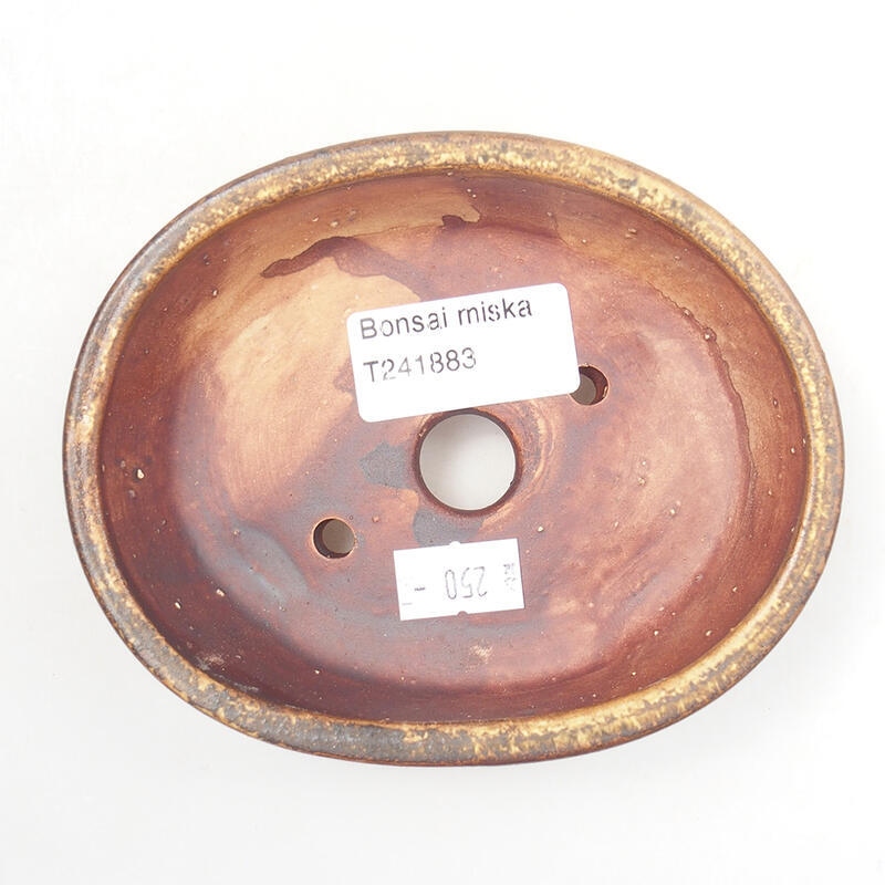 Bonsaischaal van keramiek 12,5 x 10,5 x 4 cm, bruin