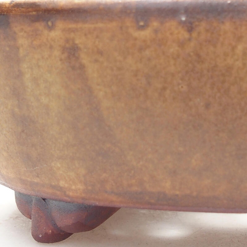 Bonsaischaal van keramiek 12,5 x 10,5 x 4 cm, bruin