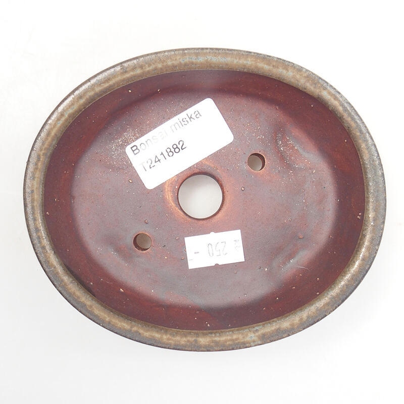 Bonsaischaal van keramiek 12,5 x 10,5 x 4 cm, bruin