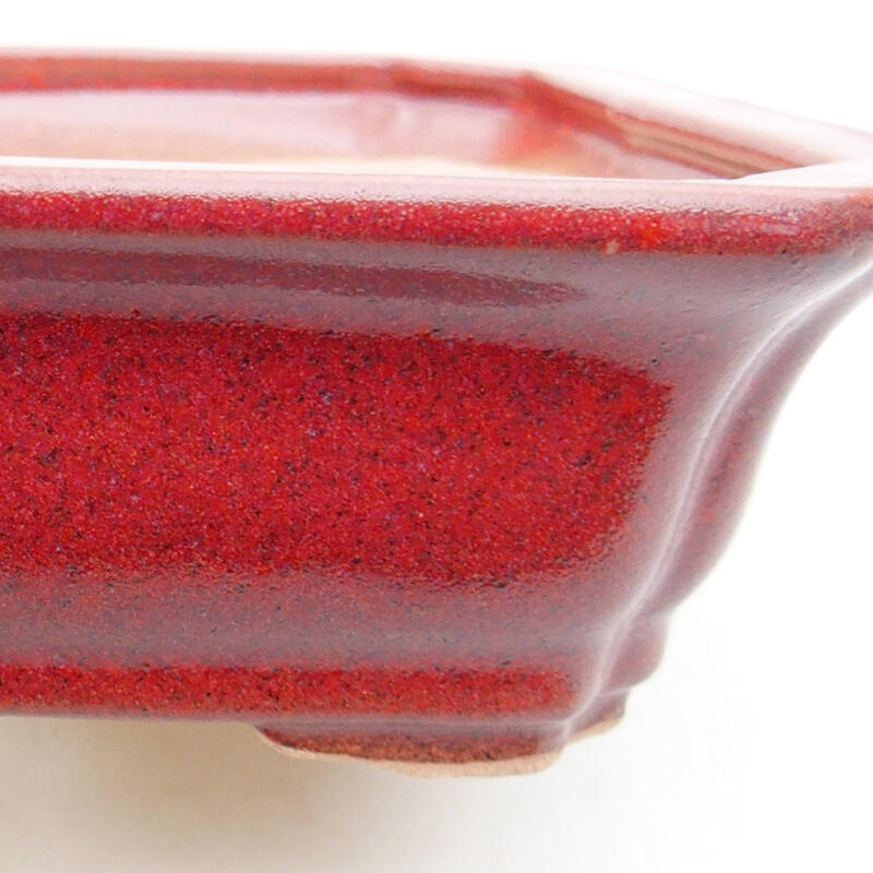 Bonsaischaal van keramiek 12,5 x 10 x 4 cm, kleur bordeauxrood