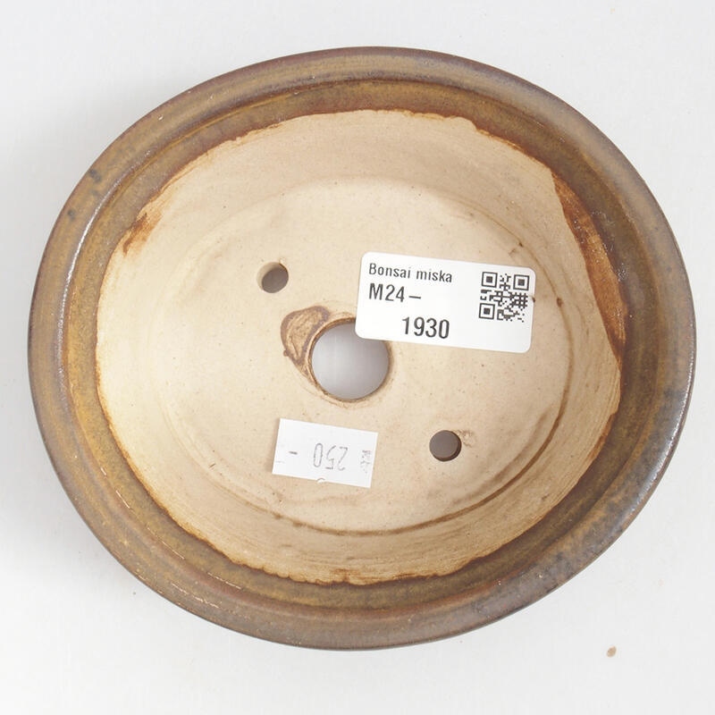 Bonsaischaal van keramiek 12,5 x 11,5 x 4 cm, bruin