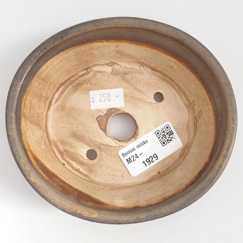 Bonsaischaal van keramiek 12,5 x 11,5 x 4 cm, bruin